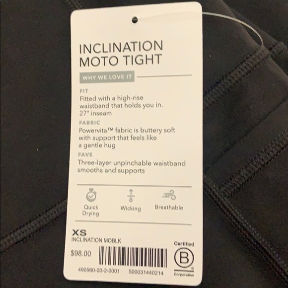 ATHLETA Inclination Moto Tight Leggings NWT - Picture 4 of 4